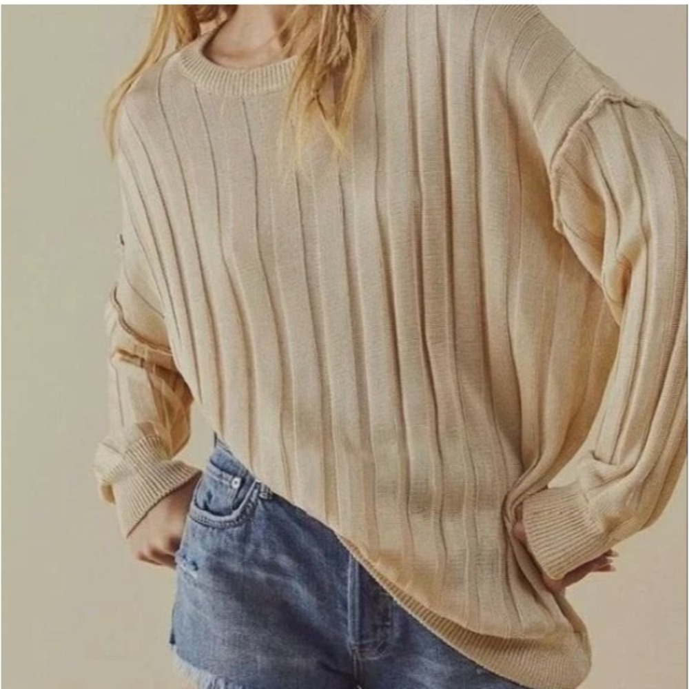 Free People Next Level Tunic Sweater (M) in Marzipan‎ Champagne Gold Oversized